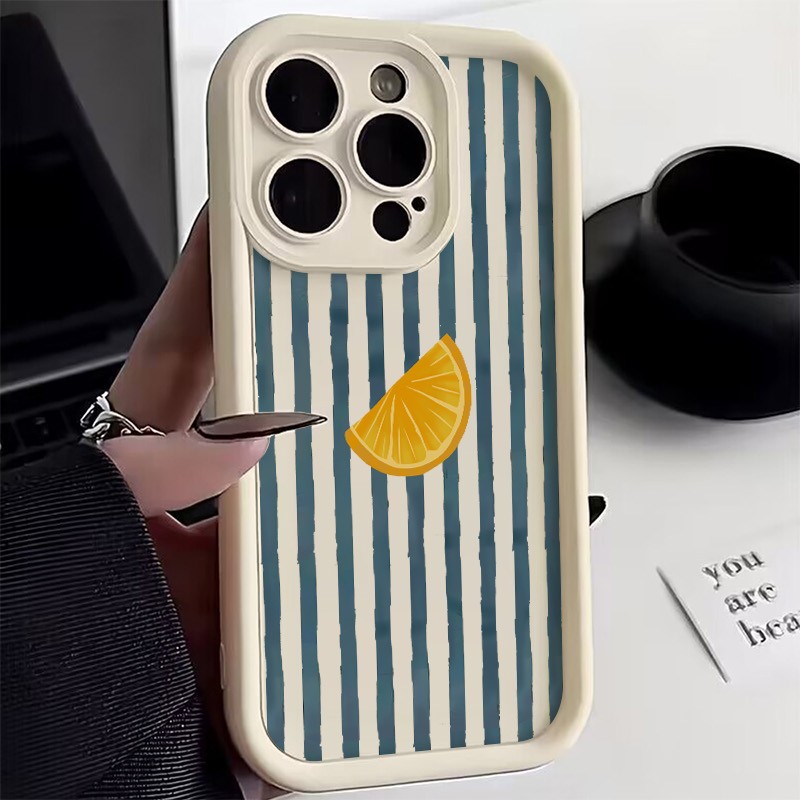 Apple Iphone 15 Pro Max - 줄무늬 레몬 슬라이스 패턴 아이폰 17